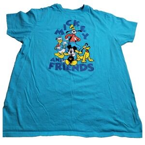 Disney Mickey and Friends Blue Short Sleeve T-Shirt‎ Men's Large Characters